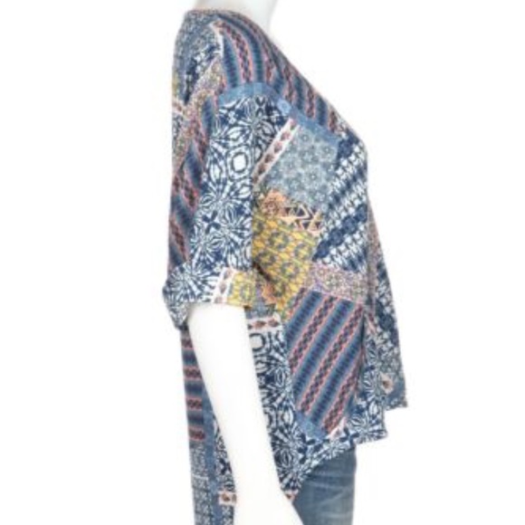 VERONICA M. Multi-Print Blouse -Hi Lo - Picture 2 of 3